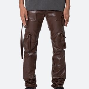 mnml D152 Leather Cargo Pants - Brown Size 38Brown / 38